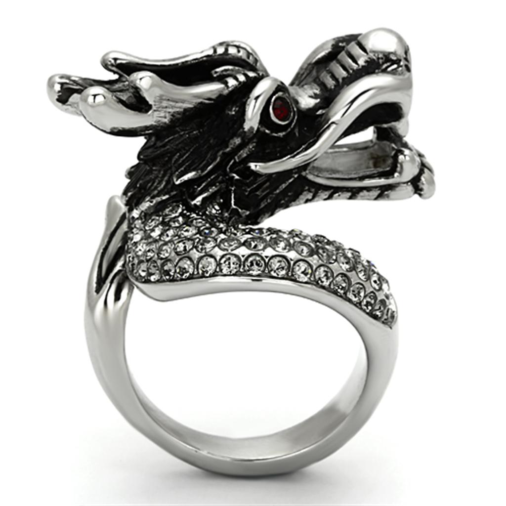 MATK934 - High polished (no plating) Stainless Steel Ring with Top Grade Crystal  in Siam
