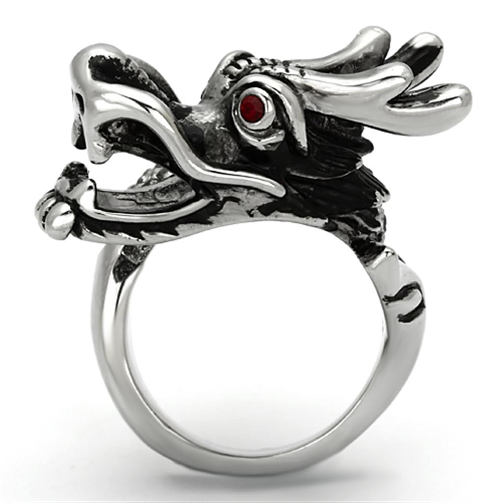 MATK934 - High polished (no plating) Stainless Steel Ring with Top Grade Crystal  in Siam