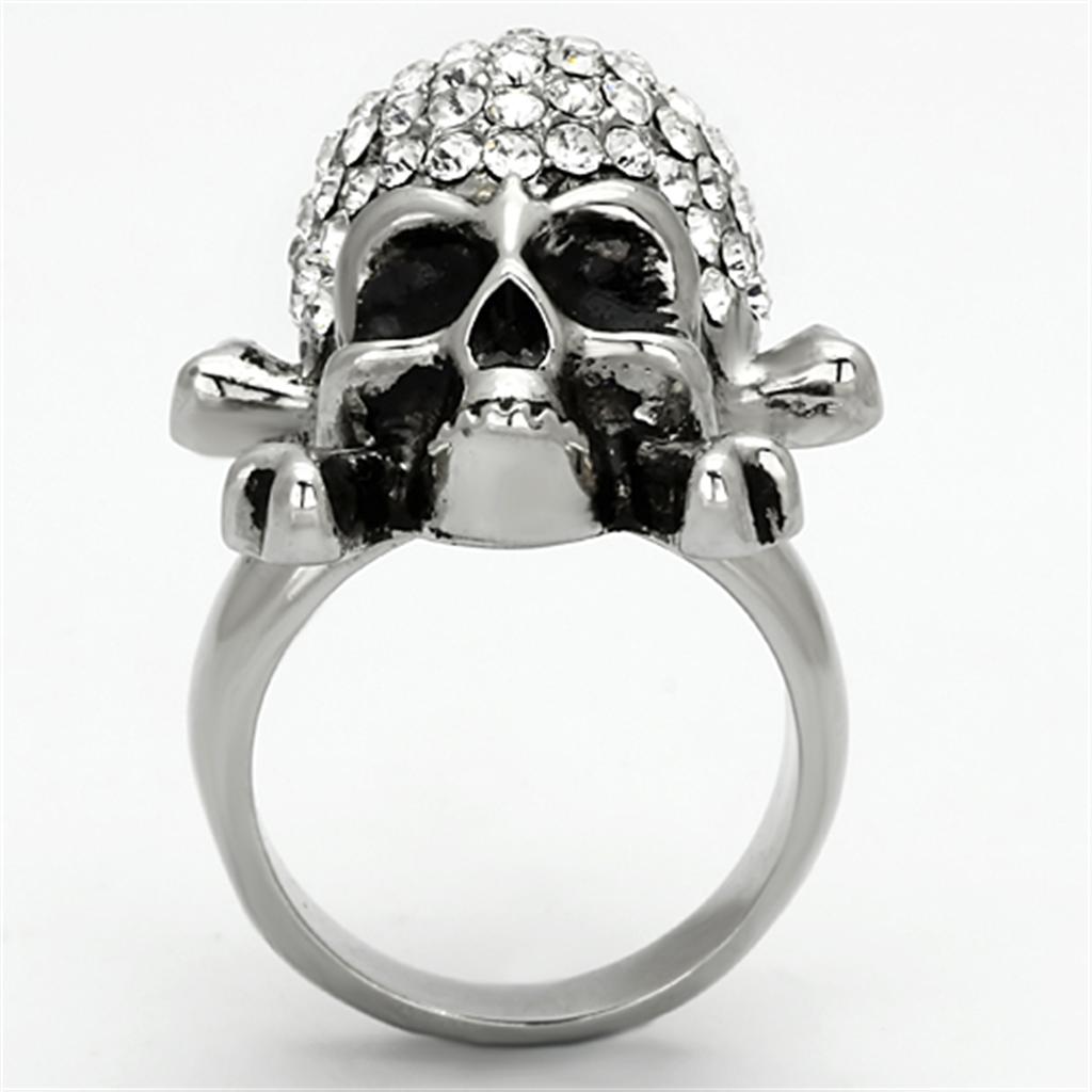 MATK935 - High polished (no plating) Stainless Steel Ring with Top Grade Crystal  in Clear