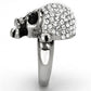 MATK935 - High polished (no plating) Stainless Steel Ring with Top Grade Crystal  in Clear