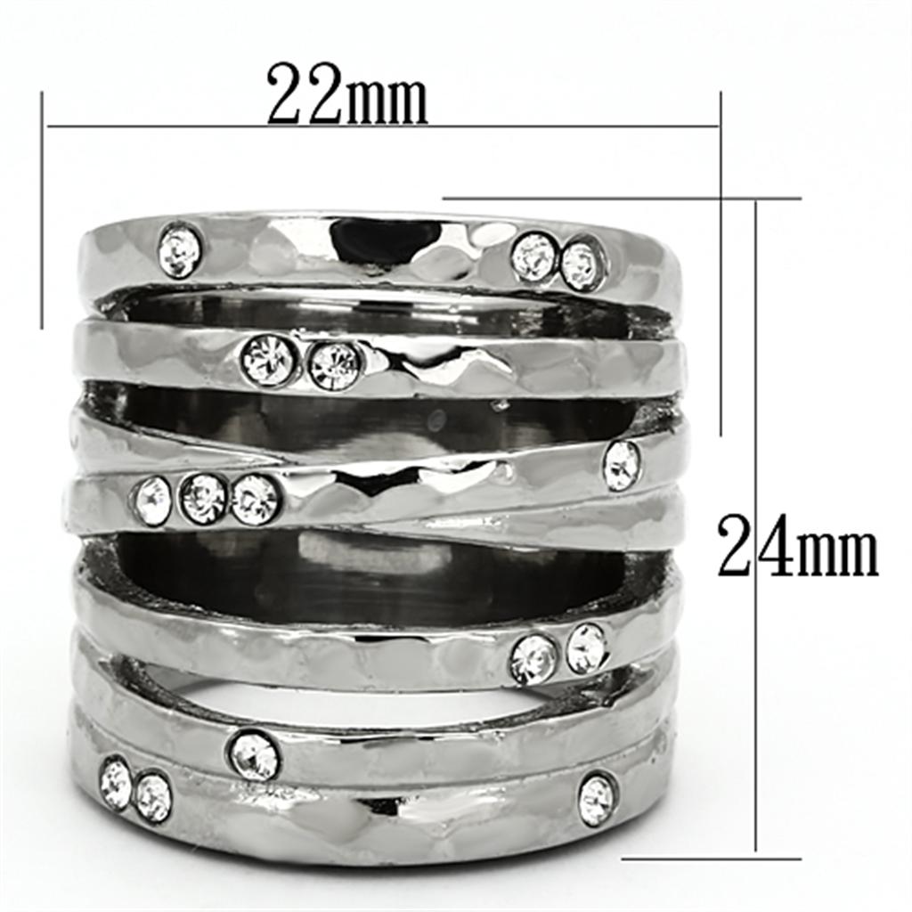 MATK937 - High polished (no plating) Stainless Steel Ring with Top Grade Crystal  in Clear