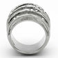 MATK937 - High polished (no plating) Stainless Steel Ring with Top Grade Crystal  in Clear