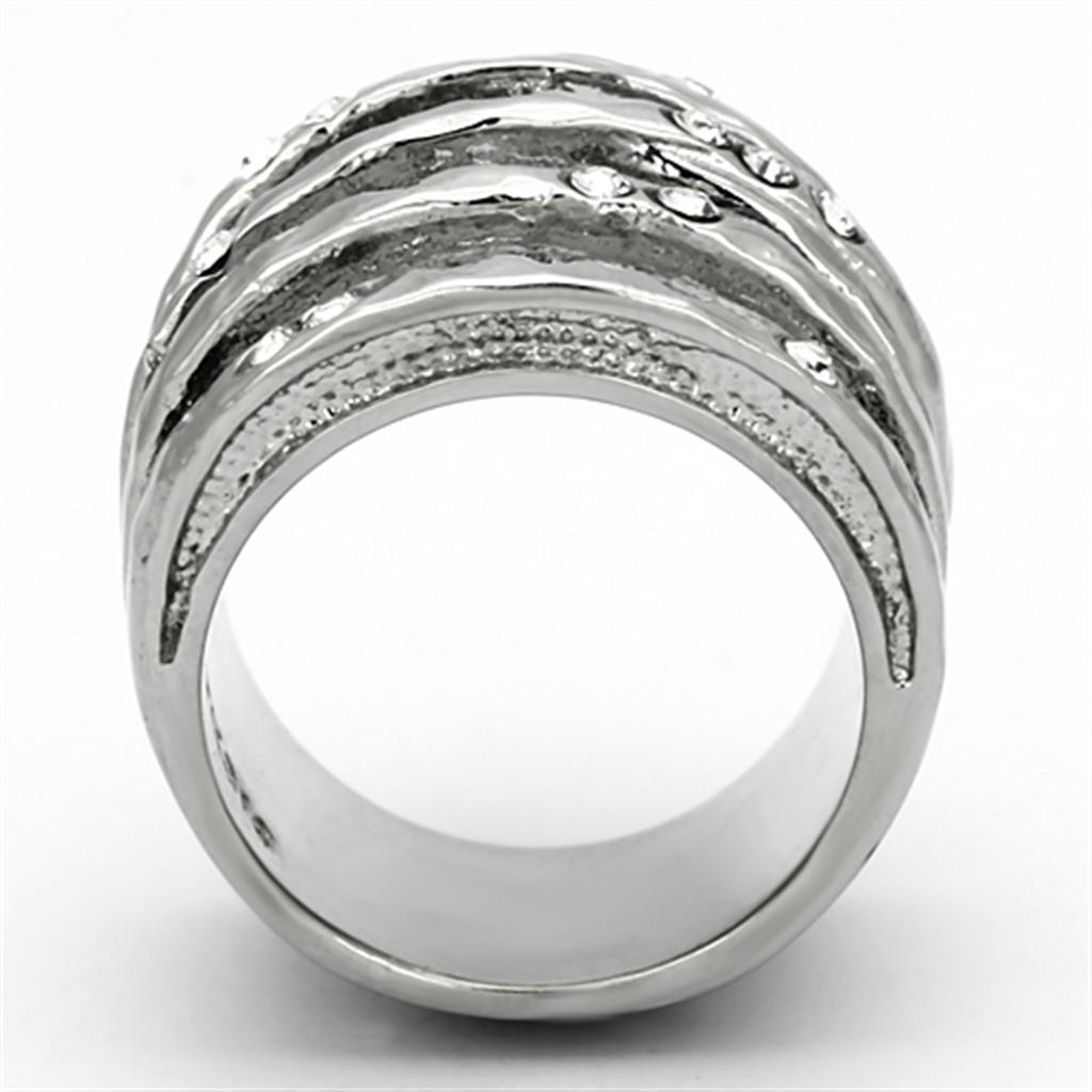 MATK937 - High polished (no plating) Stainless Steel Ring with Top Grade Crystal  in Clear