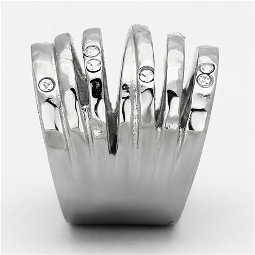 MATK937 - High polished (no plating) Stainless Steel Ring with Top Grade Crystal  in Clear