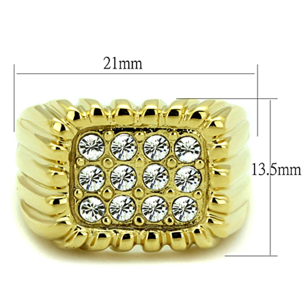 MATK940G - IP Gold(Ion Plating) Stainless Steel Ring with Top Grade Crystal  in Clear