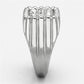 MATK940 - High polished (no plating) Stainless Steel Ring with Top Grade Crystal  in Clear