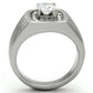 MATK943 - High polished (no plating) Stainless Steel Ring with AAA Grade CZ  in Clear
