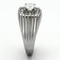 MATK943 - High polished (no plating) Stainless Steel Ring with AAA Grade CZ  in Clear