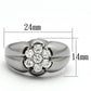 MATK944 - High polished (no plating) Stainless Steel Ring with AAA Grade CZ  in Clear