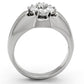 MATK944 - High polished (no plating) Stainless Steel Ring with AAA Grade CZ  in Clear