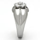 MATK944 - High polished (no plating) Stainless Steel Ring with AAA Grade CZ  in Clear