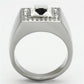 MATK945 - High polished (no plating) Stainless Steel Ring with Top Grade Crystal  in Clear