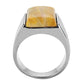 MATK947 - High polished (no plating) Stainless Steel Ring with Semi-Precious Agate in Brown