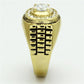 MATK948G - IP Gold(Ion Plating) Stainless Steel Ring with AAA Grade CZ  in Clear