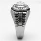 MATK948 - High polished (no plating) Stainless Steel Ring with AAA Grade CZ  in Clear