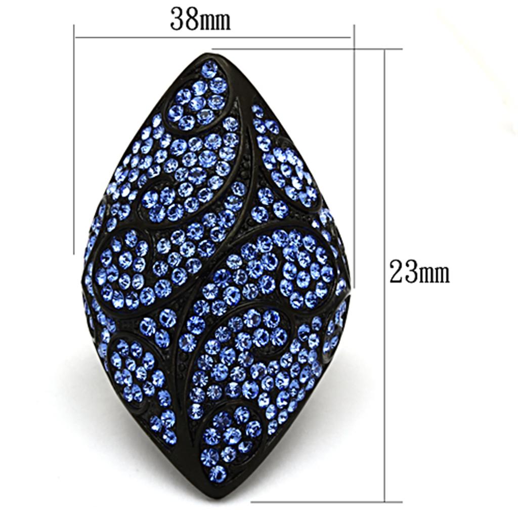 MATK949 - IP Black(Ion Plating) Stainless Steel Ring with Top Grade Crystal  in Sapphire