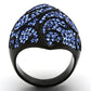 MATK949 - IP Black(Ion Plating) Stainless Steel Ring with Top Grade Crystal  in Sapphire