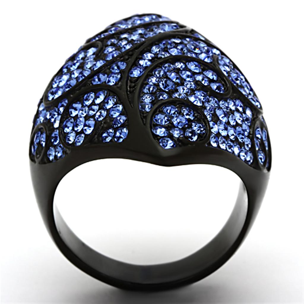 MATK949 - IP Black(Ion Plating) Stainless Steel Ring with Top Grade Crystal  in Sapphire
