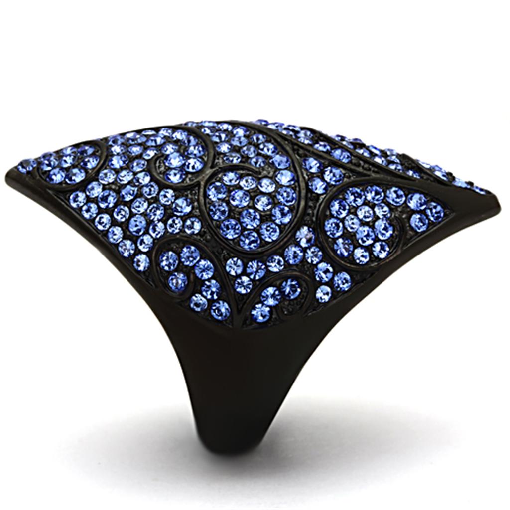MATK949 - IP Black(Ion Plating) Stainless Steel Ring with Top Grade Crystal  in Sapphire