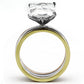 MATK962 - Three Tone (IP Gold & IP Rose Gold & High Polished) Stainless Steel Ring with AAA Grade CZ  in Clear