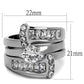 MATK976 - High polished (no plating) Stainless Steel Ring with AAA Grade CZ  in Clear