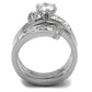 MATK976 - High polished (no plating) Stainless Steel Ring with AAA Grade CZ  in Clear