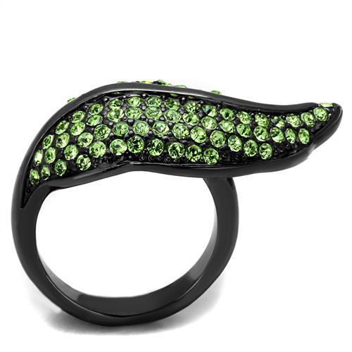 MATK985LJ - IP Light Black  (IP Gun) Stainless Steel Ring with Top Grade Crystal  in Peridot