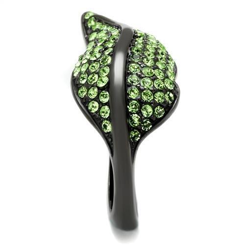 MATK985LJ - IP Light Black  (IP Gun) Stainless Steel Ring with Top Grade Crystal  in Peridot