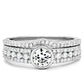 MATS005 - Rhodium 925 Sterling Silver Ring with AAA Grade CZ  in Clear