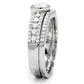 MATS005 - Rhodium 925 Sterling Silver Ring with AAA Grade CZ  in Clear