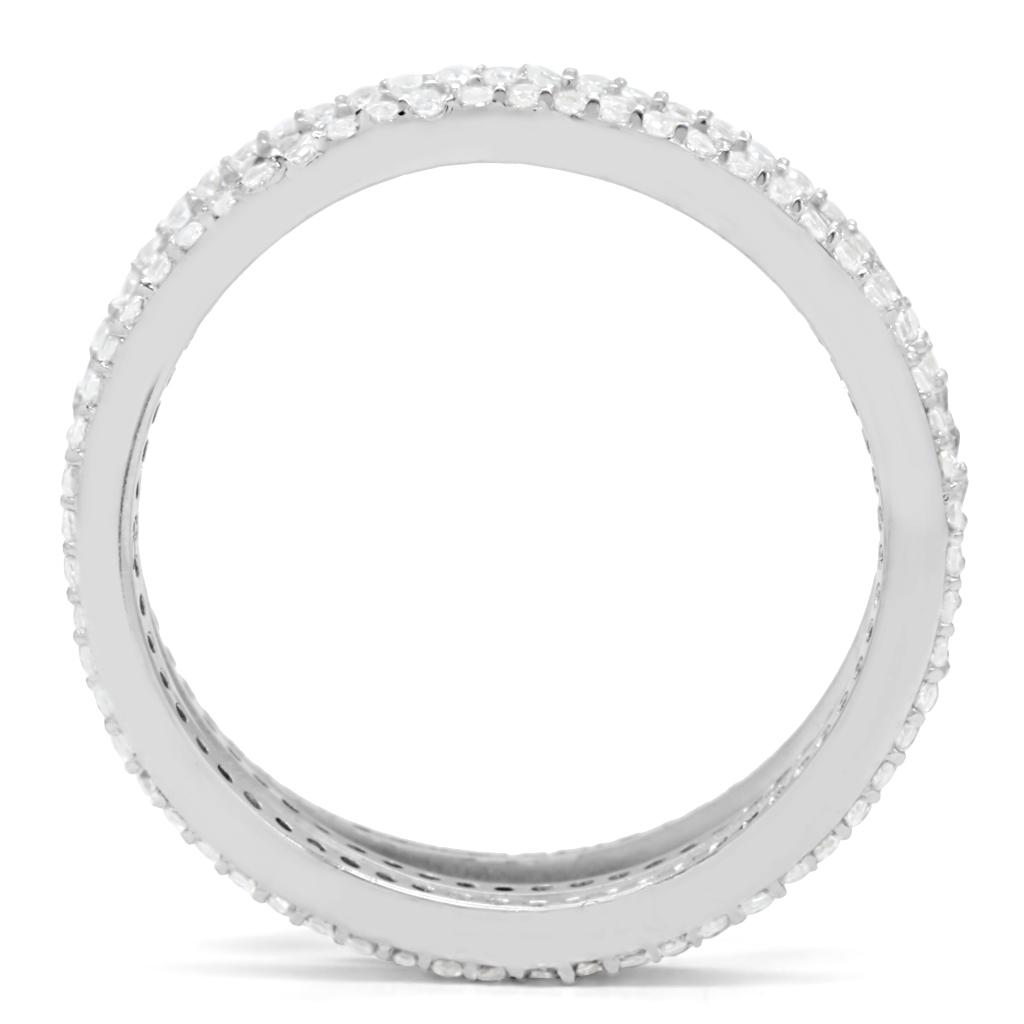 MATS006 - Rhodium 925 Sterling Silver Ring with AAA Grade CZ  in Clear