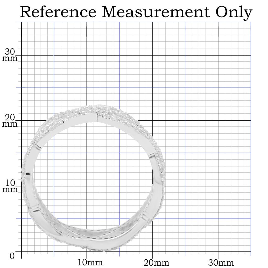 MATS007 - Rhodium 925 Sterling Silver Ring with AAA Grade CZ  in Clear