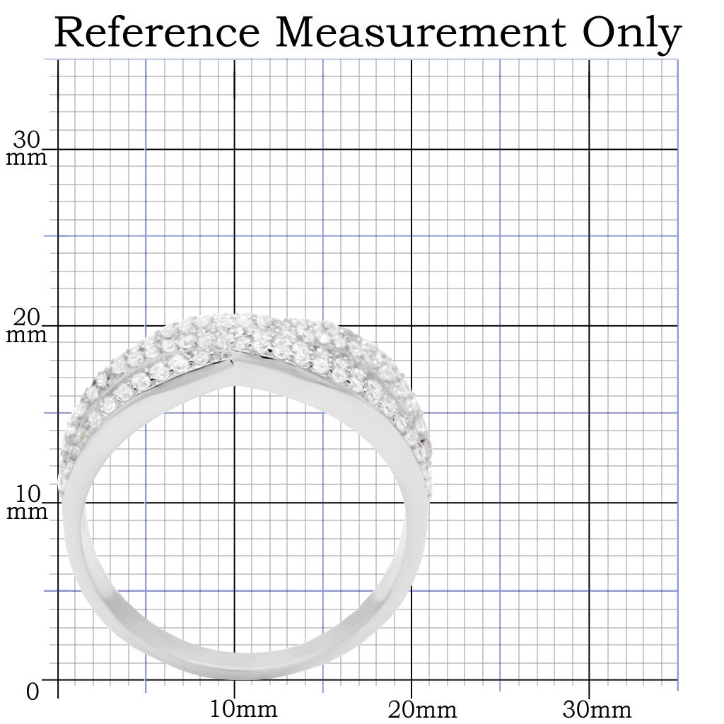 MATS008 - Rhodium 925 Sterling Silver Ring with AAA Grade CZ  in Clear