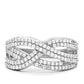 MATS008 - Rhodium 925 Sterling Silver Ring with AAA Grade CZ  in Clear
