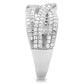 MATS008 - Rhodium 925 Sterling Silver Ring with AAA Grade CZ  in Clear