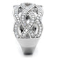 MATS010 - Rhodium 925 Sterling Silver Ring with AAA Grade CZ  in Clear