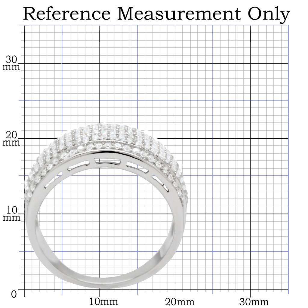 MATS012 - Rhodium 925 Sterling Silver Ring with AAA Grade CZ  in Clear