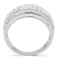 MATS012 - Rhodium 925 Sterling Silver Ring with AAA Grade CZ  in Clear