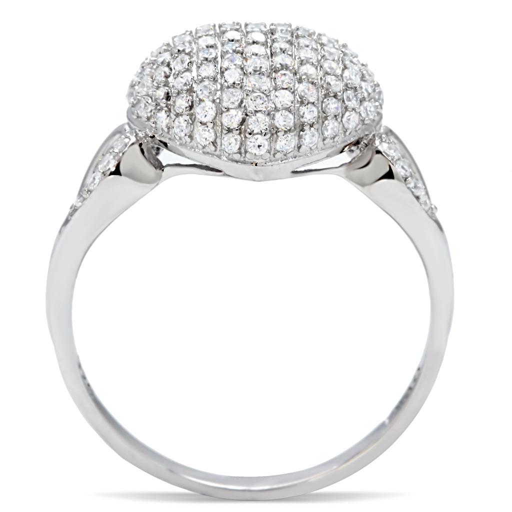 MATS017 - Rhodium 925 Sterling Silver Ring with AAA Grade CZ  in Clear