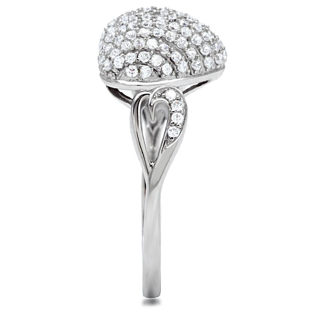 MATS017 - Rhodium 925 Sterling Silver Ring with AAA Grade CZ  in Clear