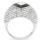 MATS022 - Rhodium + Ruthenium 925 Sterling Silver Ring with AAA Grade CZ  in Brown