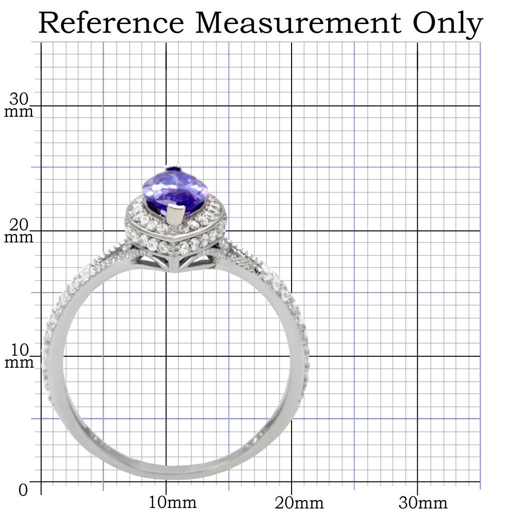 MATS024 - Rhodium 925 Sterling Silver Ring with AAA Grade CZ  in Tanzanite