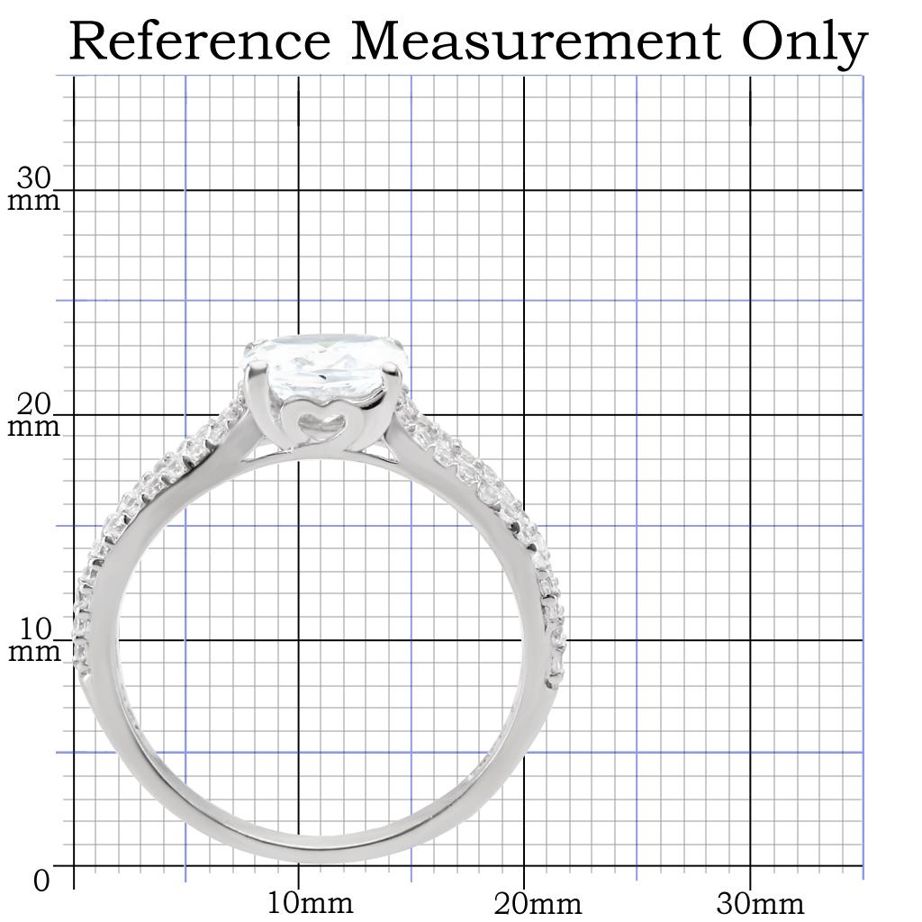 MATS029 - Rhodium 925 Sterling Silver Ring with AAA Grade CZ  in Clear