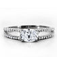 MATS029 - Rhodium 925 Sterling Silver Ring with AAA Grade CZ  in Clear