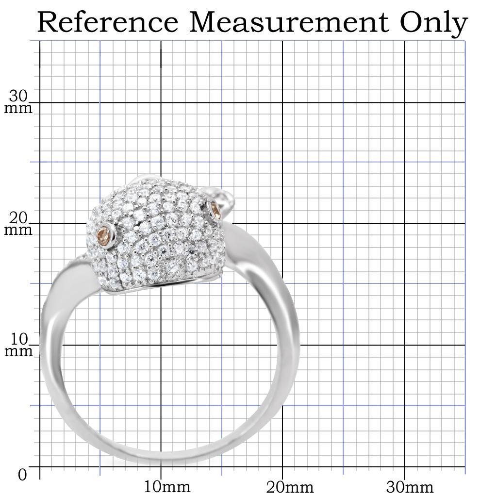 MATS031 - Rhodium 925 Sterling Silver Ring with AAA Grade CZ  in Brown