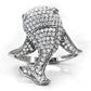 MATS031 - Rhodium 925 Sterling Silver Ring with AAA Grade CZ  in Brown