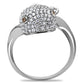 MATS031 - Rhodium 925 Sterling Silver Ring with AAA Grade CZ  in Brown