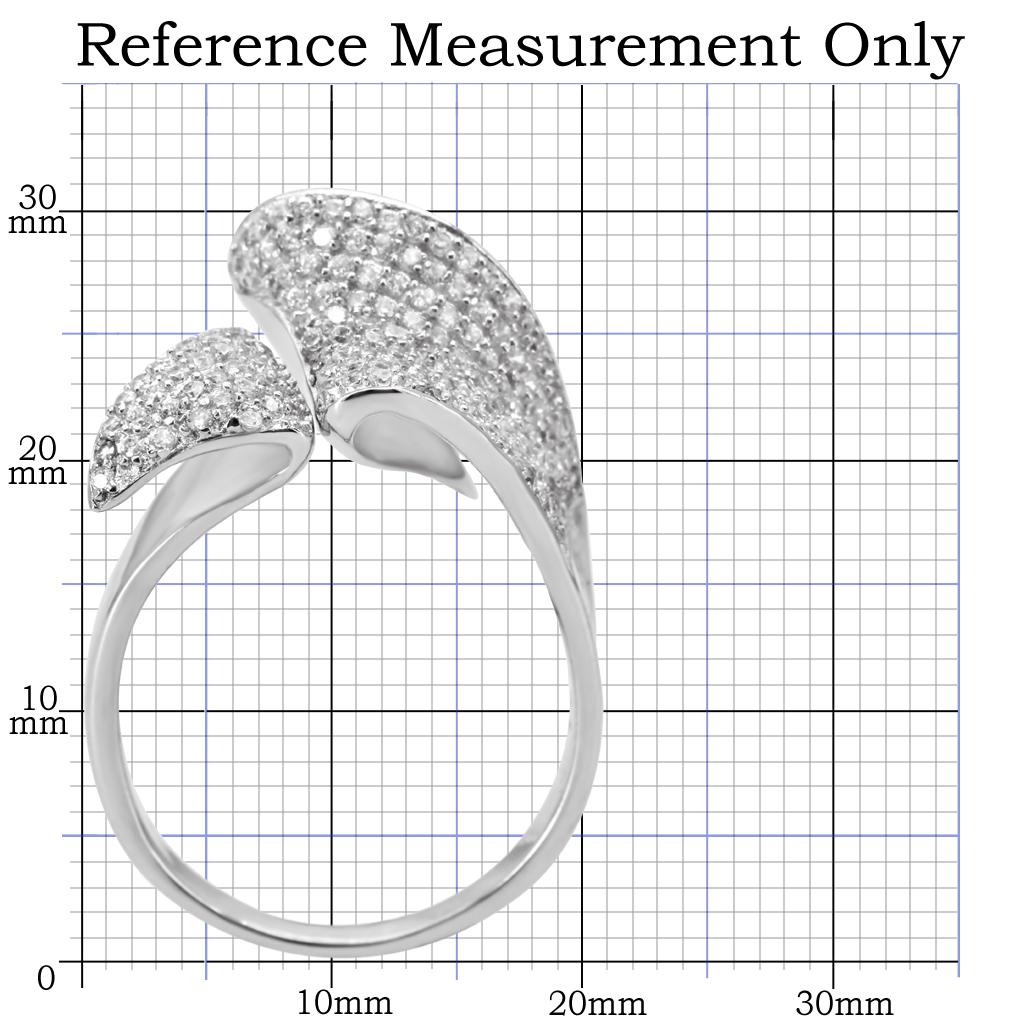 MATS032 - Rhodium 925 Sterling Silver Ring with AAA Grade CZ  in Clear