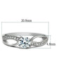 MATS044 - Rhodium 925 Sterling Silver Ring with AAA Grade CZ  in Clear
