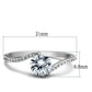 MATS045 - Rhodium 925 Sterling Silver Ring with AAA Grade CZ  in Clear